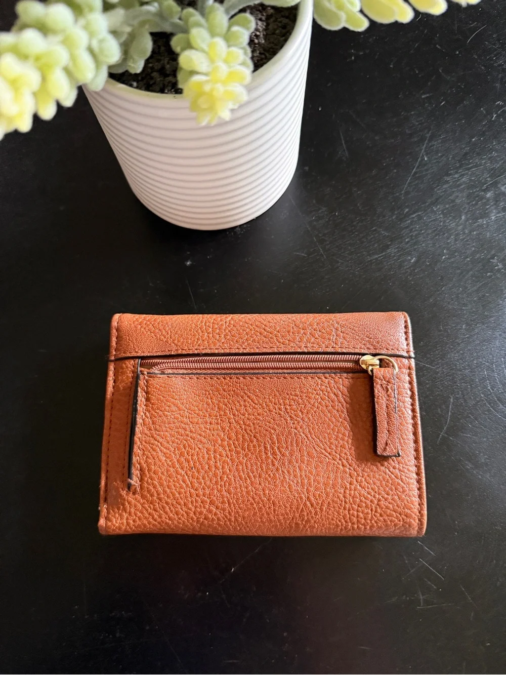 Compact Orange Leather Women's Wallet - Sleek Everyday Style